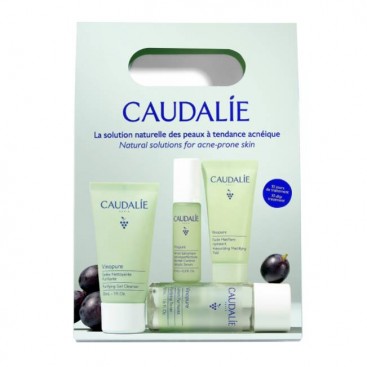 Caudalie Vinopure Purifying Gel Cleanser 30ml, Purifying Toner 50ml, Blemish Control Salicylic Serum 30ml  & Moisturizing Mattifying Fluid 15ml