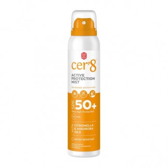 Cer'8 Active Protection Mist SPF50+ Citronella & Andiroba Oil 125ml | Αντηλιακό και Εντομοαπωθητικό Mist Προσώπου, Σώματος με Citronella & Andiroba