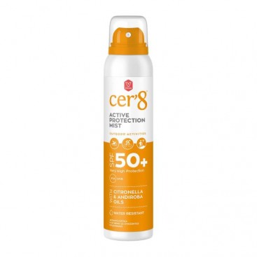 Cer'8 Active Protection Mist SPF50+ Citronella & Andiroba Oil 125ml | Αντηλιακό και Εντομοαπωθητικό Mist Προσώπου, Σώματος με Citronella & Andiroba