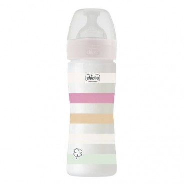 Chicco Baby Bottle Well Being Μπιμπερό Πλαστικό Colors Pink 2+m 250ml | Μπιμπερό με Θηλή Σιλικόνης Μέτριας Ροής σε Χρώμα Ροζ
