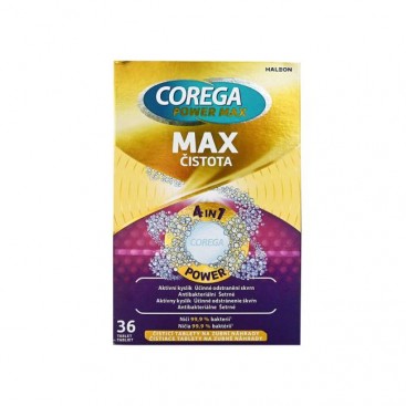 Corega Power Max Clean 4in7, 36tabs | Καθαριστικά Δισκία για Τεχνητές Οδοντοστοιχίες με Περισσότερο Ενεργό Οξυγόνο