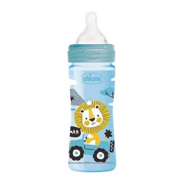 Chicco Baby Bottle Well Being Μπιμπερό Πλαστικό Colors 2m+ 250ml | Μπιμπερό με Θηλή Σιλικόνης, Μέτριας Ροής, Μπλε