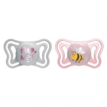 Chicco Physio Forma Light 2 -6m Pink 2τμχ | Εργονομική Πιπίλα με Θηλή Σιλικόνης Άσπρη- Ροζ με Θήκη
