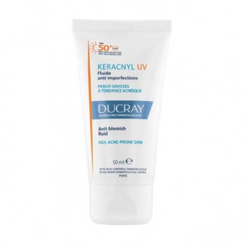 Ducray Keracnyl Fluide SPF50+ 50ml | Λεπτόρρευστη Αντηλιακή Κρέμα Υψηλής Προστασίας SPF50+ για Δέρμα με Τάση Ακμής