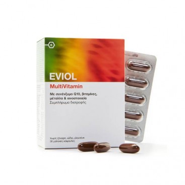 Eviol MultiVitamin 30caps| Πολυβιταμίνη με Συνενζυμο Q10, Βιταμίνες, Μέταλλα και Ιχνοστοιχεία