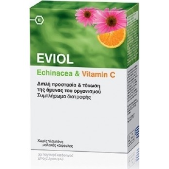 Eviol Echinacea & Vitamin C 60 μαλακές κάψουλες| Συμπλήρωμα διατροφής με Εχινάκεια και Βιταμίνη C