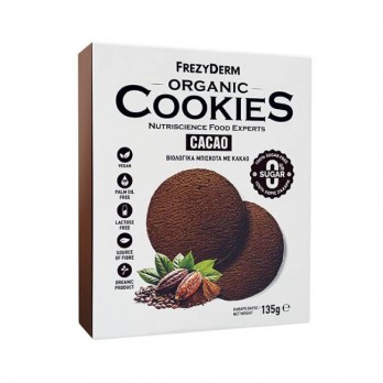 Frezyderm Organic Cookies Cacao 0% Sugar 135g | Βιολογικά Μπισκότα με Κακάο & 0% Ζάχαρη