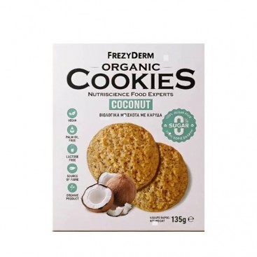 Frezyderm Organic Cookies Coconut 0% Sugar 135g | Βιολογικά Μπισκότα με Καρύδα & 0% Ζάχαρη