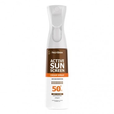 Frezyderm Active Sun Screen Cream Spray SPF50+ 275ml | Aντηλιακό Γαλάκτωμα Προσώπου - Σώματος σε Spray για Εύκολο και Ομοιόμορφο Ψεκασμό