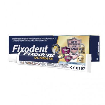 Fixodent Ultimate Fresh Flavor 40g | Στερεωτική Κρέμα Τεχνητής Οδοντοστοιχίας που Μειώνει την Τριβή, Γεύση Μέντας