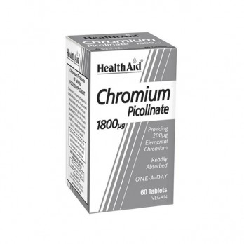 Health Aid Chromium Picolinate 1800ΜCG, 60tabs  |Συμπλήρωμα Διατροφής με Χρώμιο για το Μεταβολισμό