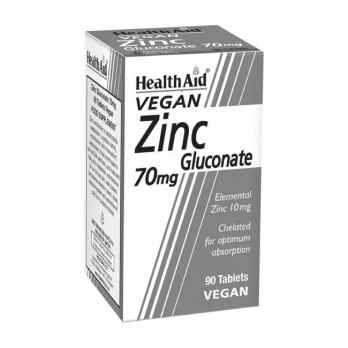 Health Aid Zinc Gluconate 70mg 90tabs | Συμπλήρωμα Διατροφής με Ψευδάργυρο Γλυκονικό 