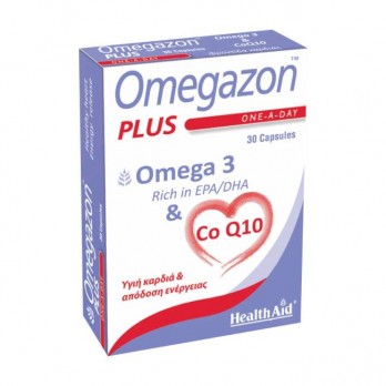Health Aid Omegazon Plus Omega 3 & Co Q10, 30 caps | Συμπλήρωμα Ωμέγα 3 Λιπαρών Οξέων σε συνδυασμό με Συνένζυμο Q10