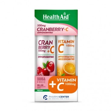 Health Aid Cranberry 500mg + C Συμπλήρωμα Διατροφής με Cranberry 20eff.tabs & Vitamin C 1000mg Βιταμίνη C 20eff.tabs