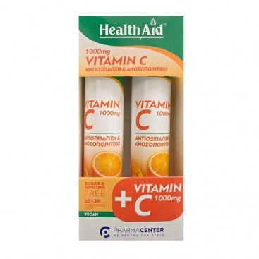 Health Aid Vitamin C 1000mg Orange Συμπλήρωμα Διατροφής Βιταμίνης C με Γεύση Πορτοκάλι 2x20 Eff.tabs
