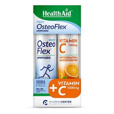 Health Aid Osteoflex Συμπλήρωμα Διατροφής για τις Αρθρώσεις με Γεύση Λεμόνι 20Eff.tabs & Vitamin C 1000mg Orange Συμπλήρωμα Διατροφής Βιταμίνης C με Γεύση Πορτοκάλι 20 Eff.tabs