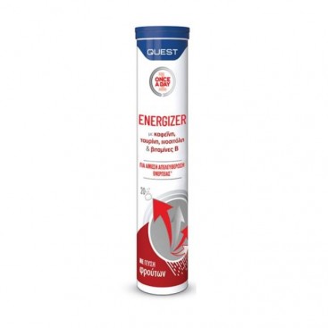 Quest Energizer 20eff.tabs | Συμπλήρωμα Διατροφής με Βιταμίνες Β, Καφεΐνη, Ταυρίνη και Ινοσιτόλη για Άμεση Απελευθέρωση Ενέργειας