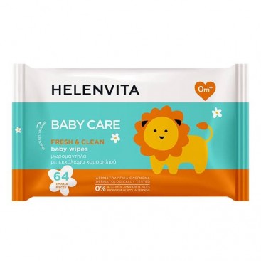 Helenvita Baby Wipes Fresh & Clean 64τμχ | Μωρομάντηλα Με Χαμομήλι 