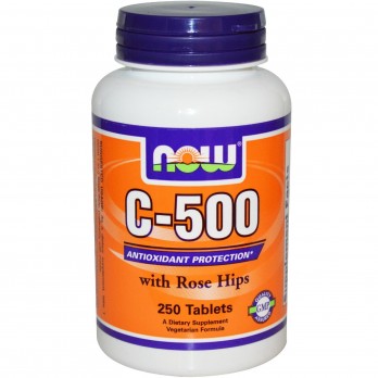 Now Foods C-500 w/ ROSE HIPS & Bioflavonoids, 100tabs | Συμπλήρωμα με Βιταμίνη C για Ενίσχυση του Ανοσοποιητικού 