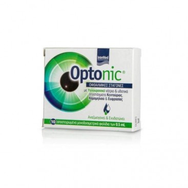 Intermed Optonic Eye Drops 10 x 0,5ml | Οφθαλμικές Σταγόνες για Ενυδάτωση, Λίπανση, Επούλωση & Ανακούφιση των Οφθαλμών με Υαλουρονικό Οξύ σε Μονοδόσεις 