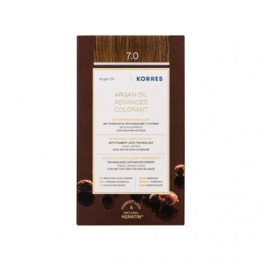 Korres Argan Oil Advanced Colorant 7.0 Blonde | Μόνιμη Βαφή Μαλλιών Argan Oil 7.0 Ξανθό