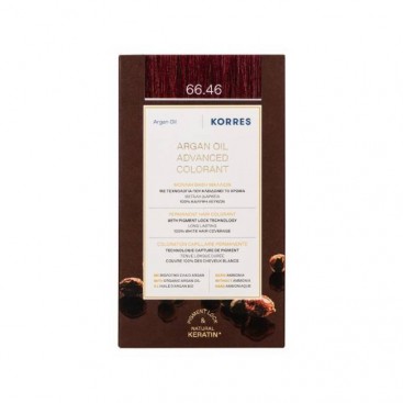 Korres Argan Oil Advanced Colorant 66.46 Intense Burgundy Red | Μόνιμη Βαφή Μαλλιών Argan Oil  66.46 Έντονο Κόκκινο Βουργουνδίας