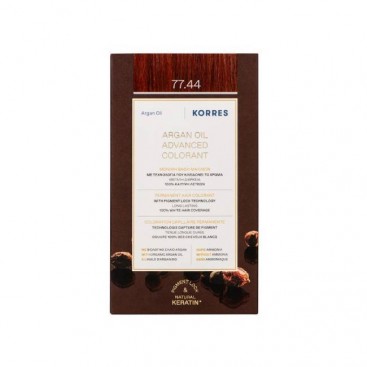 Korres Argan Oil Advanced Colorant 77.44 Intense Copper Blonde | Μόνιμη Βαφή Μαλλιών Argan Oil 77.44 Ξανθό Έντονο Χάλκινο