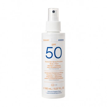 Korres Sunscreen Yoghurt Spray Emulsion Body & Face SPF50 150ml |  Αντηλιακό Γαλάκτωμα Spray Γιαούρτι Σώματος & Προσώπου