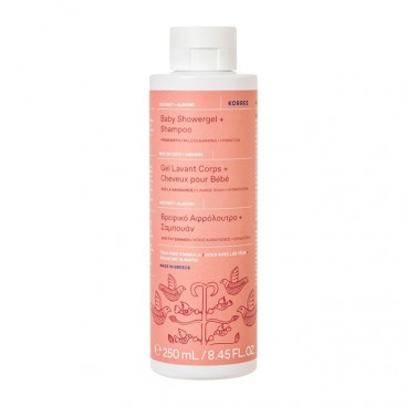Korres Baby Showergel & Shampoo Coconut & Almond 250ml | Βρεφικό Αφρόλουτρο & Σαμπουάν με Καρύδα & Αμύγδαλο