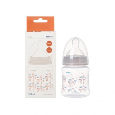 Korres Agali Feeding Bottle 0m+, 150ml | Μπιμπερό Πλαστικό με Θηλή Σιλικόνης Αργής Ροής