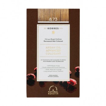 Korres Μόνιμη Βαφή Μαλλιών Argan Oil 8.73 (Χρυσό Καραμέλα)