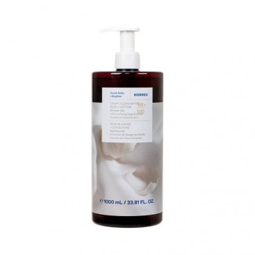 Korres Body Cleanser White Rose & Cotton 1lt | Αφρόλουτρο με Άρωμα Λευκά Άνθη και Βαμβάκι