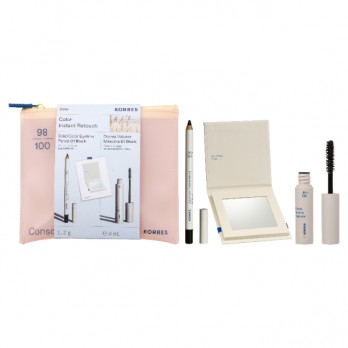 Korres Solid Color Eyeliner Pencil 01 Black Απαλό Μολύβι για το Περίγραμμα των Ματιών Μαύρο 1.2g & Drama Volume Μασκάρα 01 Black 4ml & Καθρέφτης 