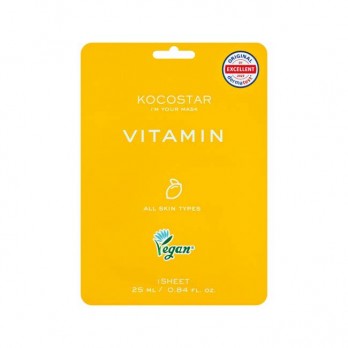 Kocostar Vitamin Face Mask 1τμχ | Εμποτισμένη Μάσκα Αναζωογόνησης & Λάμψης για Όλους τους Τύπους Δέρματος