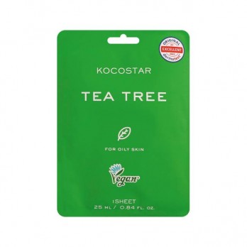 Kocostar Tea Tree Face Mask 1τμχ | Εμποτισμένη Μάσκα Τόνωσης για Λιπαρές Επιδερμίδες