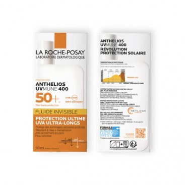 La Roche Posay Anthelios UVmune 400 Invisible Fluid SPF50 50ml | Αντηλιακό Προσώπου για Πολύ Υψηλή Προστασία με Άρωμα