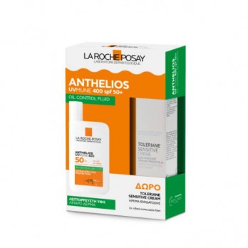 La Roche Posay Anthelios UVMUNE 400 Oil Control Fluid SPF50+ Αντηλιακό Προσώπου για το Λιπαρό Δέρμα 50ml & Δώρο Ενυδατική Κρέμα Toleriane Sensitive 15ml