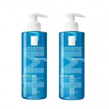 La Roche Posay Effaclar Purifying Foaming Gel 2 x 400ml | Gel Καθαρισμού για το Λιπαρό Δέρμα με Τάση Ακμής 