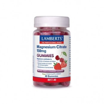 Lamberts Magnesium Citrate Gummies 40 Ζελεδάκια | Συμπλήρωμα Διατροφής με Κιτρικό Μαγνήσιο με Γεύση Φράουλα-Κεράσι