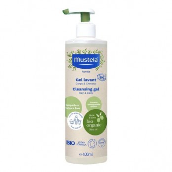 Mustela Organic Cleansing Gel Body & Hair 400ml | Τζελ Καθαρισμού για Σώμα & Μαλλιά με Βιολογικό Ελαιόλαδο