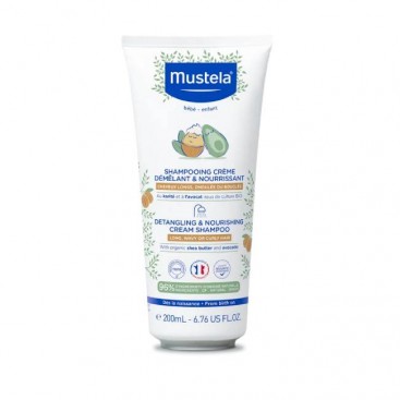 Mustela Detangling & Nourishing Care Cream Shampoo 200ml | Σαμπουάν με Βιολογικό Αβοκάντο και Βούτυρο Καριτέ για Μακριά, Κυματιστά ή Σγουρά Μαλλιά