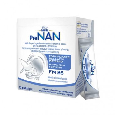 Nestle PreNAN Human Milk Fortifier (HMF) FM85 72x1gr | Ενισχυτικό Μητρικού Γάλακτος για Πρόωρα Χαμηλού Βάρους Γέννησης, Λιποβαρή Βρέφη