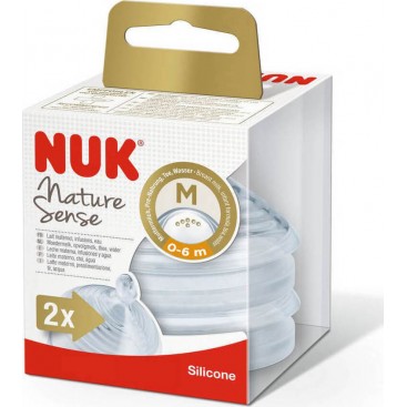 Nuk Nature Sense Θηλή Σιλικόνης Medium 0-6m 2τμχ 