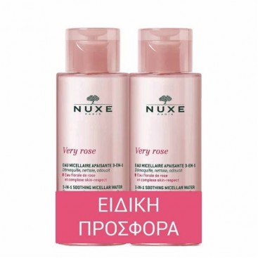 Nuxe Very Rose 3 in 1 Soothing Micellar Water Special Offer 2x400ml | Νερό Καθαρισμού για Πρόσωπο & Μάτια