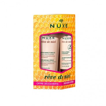 Nuxe Reve de Miel Hand and Nail Cream Κρέμα Χεριών και Νυχιών 30ml & Rêve de Miel Lip Moisturizing Stick Ενυδατικό Στικ Χειλιών 4g