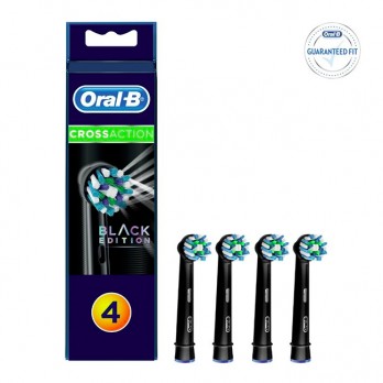 Oral-B Cross Action Black Edition Brush Heads Value Pack 4τμχ| Ανταλλακτικά Ηλεκτρικής Οδοντόβουρτσας 4τμχ