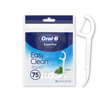 Oral-B Essential Easy Clean Floss Picks 75picks | Οδοντικό Νήμα με Οδοντογλυφίδα Γεύση Μέντας