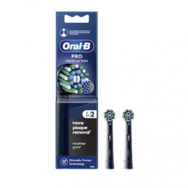 Oral-B Pro Cross Action Brush Heads Black 2τμχ | Ανταλλακτικές Κεφαλές Ηλεκτρικής Οδοντόβουρτσας σε Χρώμα Μαύρο