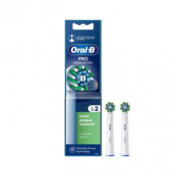 Oral-B Cross Action Pro Brush Heads 2τμχ | Ανταλλακτικές Κεφαλές Ηλεκτρικής Οδοντόβουρτσας σε Χρώμα Λευκό