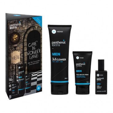 Medisei Panthenol Extra Men Care In Wonder Land, Ανδρική Κρέμα Προσώπου και Ματιών 75ml , Ανδρικό  Άρωμα 50ml & Ανδρικό Αναζωογονητικό Αφρόλουτρο και Σαμπουάν 200ml